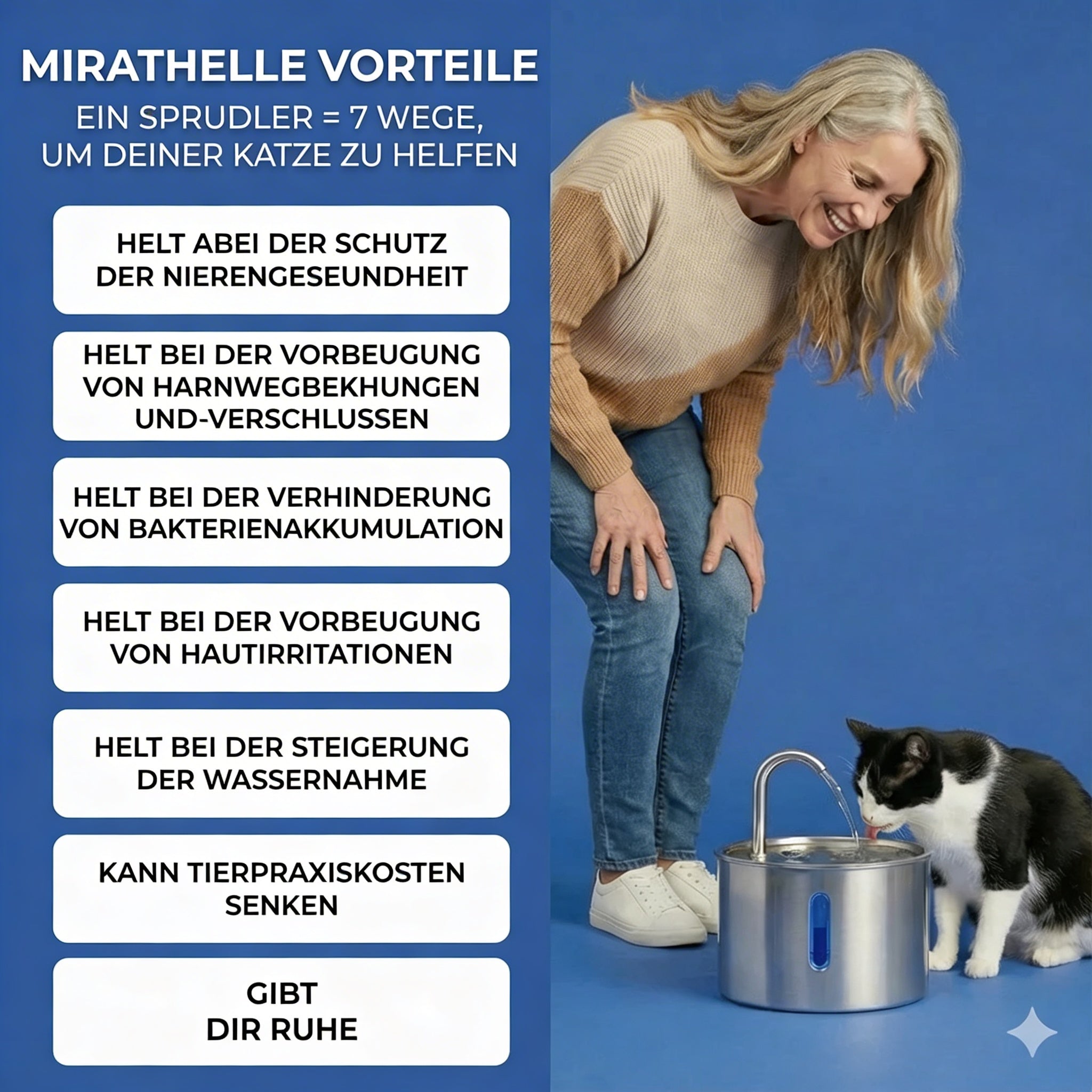 Schützen Sie Ihre Katze mit Mirathelle™ vor Harnwegsinfektionen und Nierenerkrankungen.